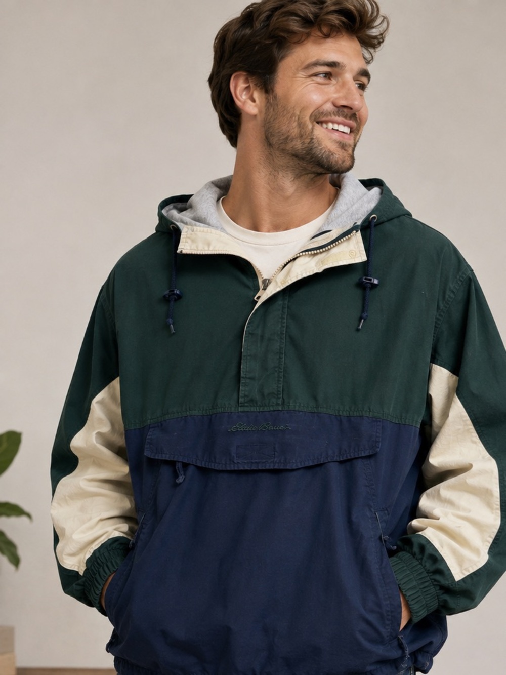 Vintage Eddie Bauer Colorblock Anorak Jacket Men’s Medium Hooded 90s